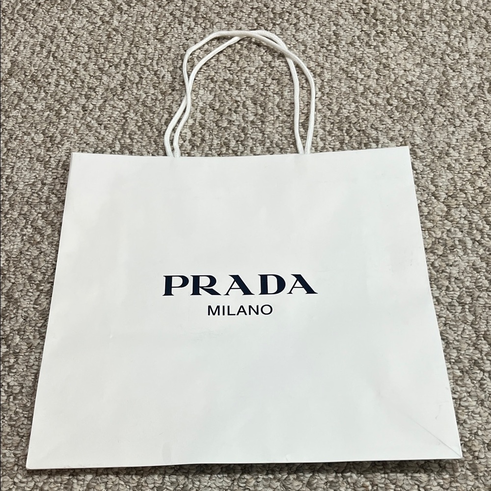 Prada Classic White 14”x14” shopping bag